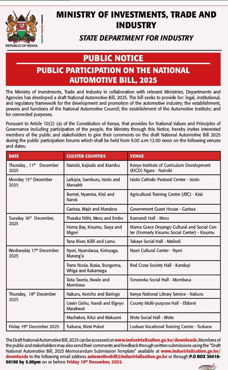 THE NATIONAL AUTOMOTIVE INDUSTRY DEVELOPMENT BILL, 2025